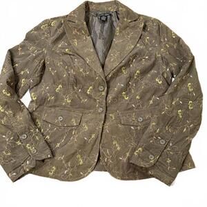 Embroidered Brown Blazer Jacket by Coldwater Creek, XL but fits like L
